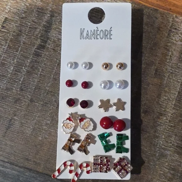Festive Kids Earrings Set - Red, Gold, Green - Picture 3 of 3